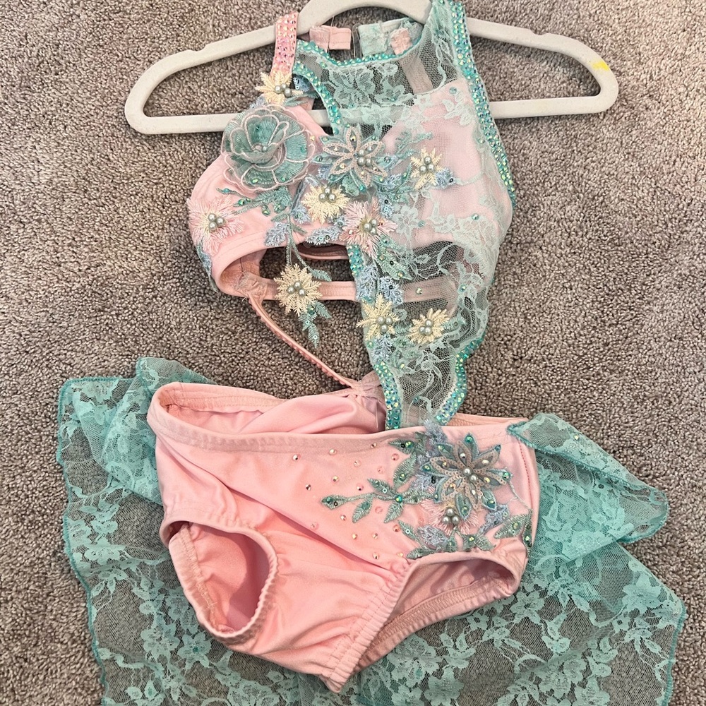 Pink and Blue Lace Dance Costume